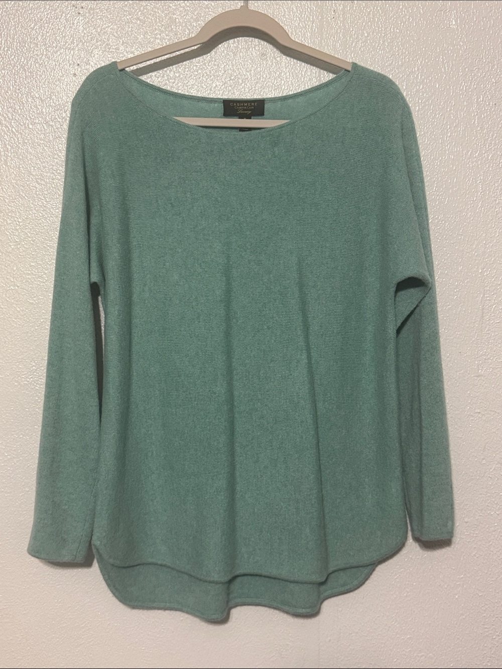 Charter Club 100% Cashmere Boat Neck Sweater Seafoam Mint Green Womens M Cozy